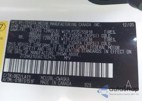 2006 Lexus Rx 330 из США, поврежденный, VIN 2T2HA31U56C103475